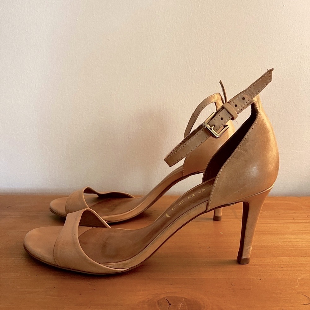 Leather Stiletto Heels with Ankle Strap